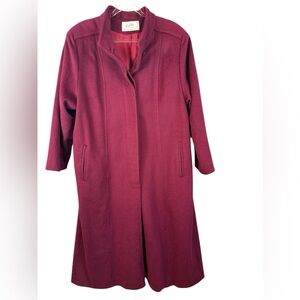 Elegant Burgundy vintage long wool car coat XL
